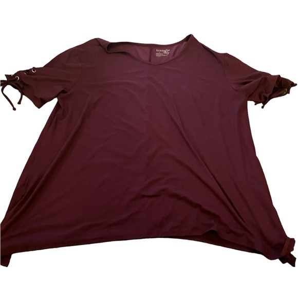 Terra & Sky Tops - Terra &sky Burgundy short sleeve top